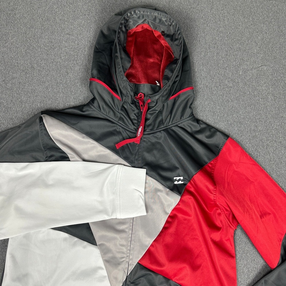 Billabong Mens XL Full Zip Hoodie Jacket Colorblock Black Red White Track Jacket